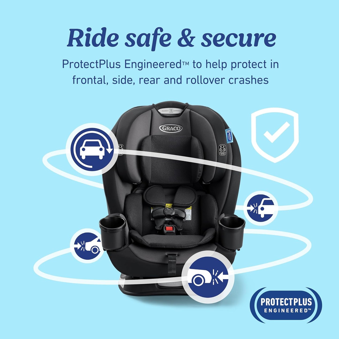 3-in-1 Reclining Car Seat, Kipling - Rear & Forward Facing Car Seat, Highback Booster, Adjustable Headrest