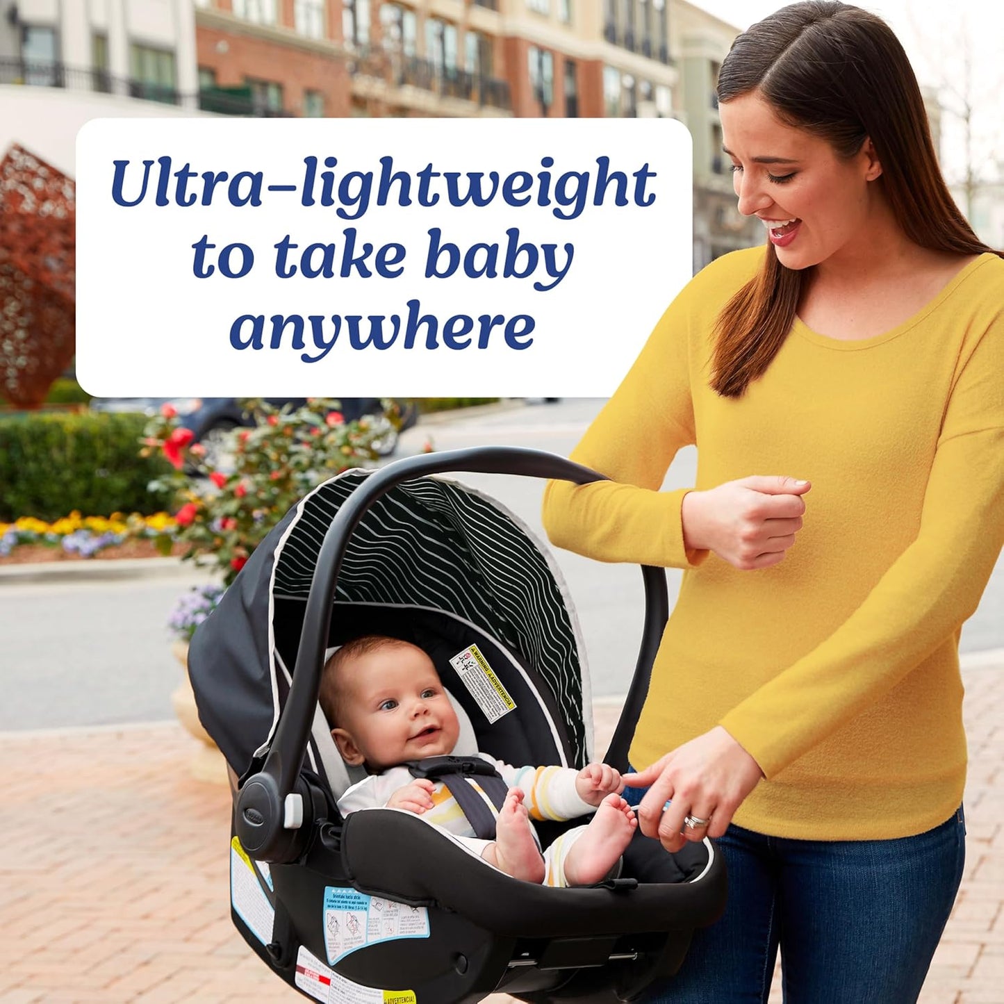 SnugRide Lite LX Infant Car Seat, Lightweight Rear-Facing Seat for Babies 4–30 lb, 4-Position Adjustable Base, LATCH Installation & ProtectPlus Engineered, Studio