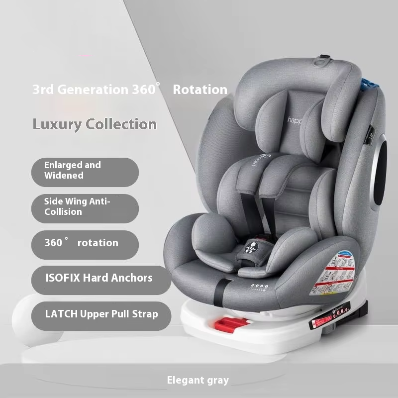 360-degree Rotating Integrated Fixed Child Car Safety Seat, with Adjustable Inclination Angle